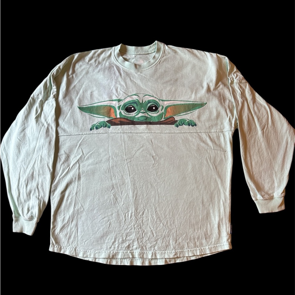 Star Wars Mandalorian Spirit Jersey Medium Green Disney Resort Long Sleeve Grogu